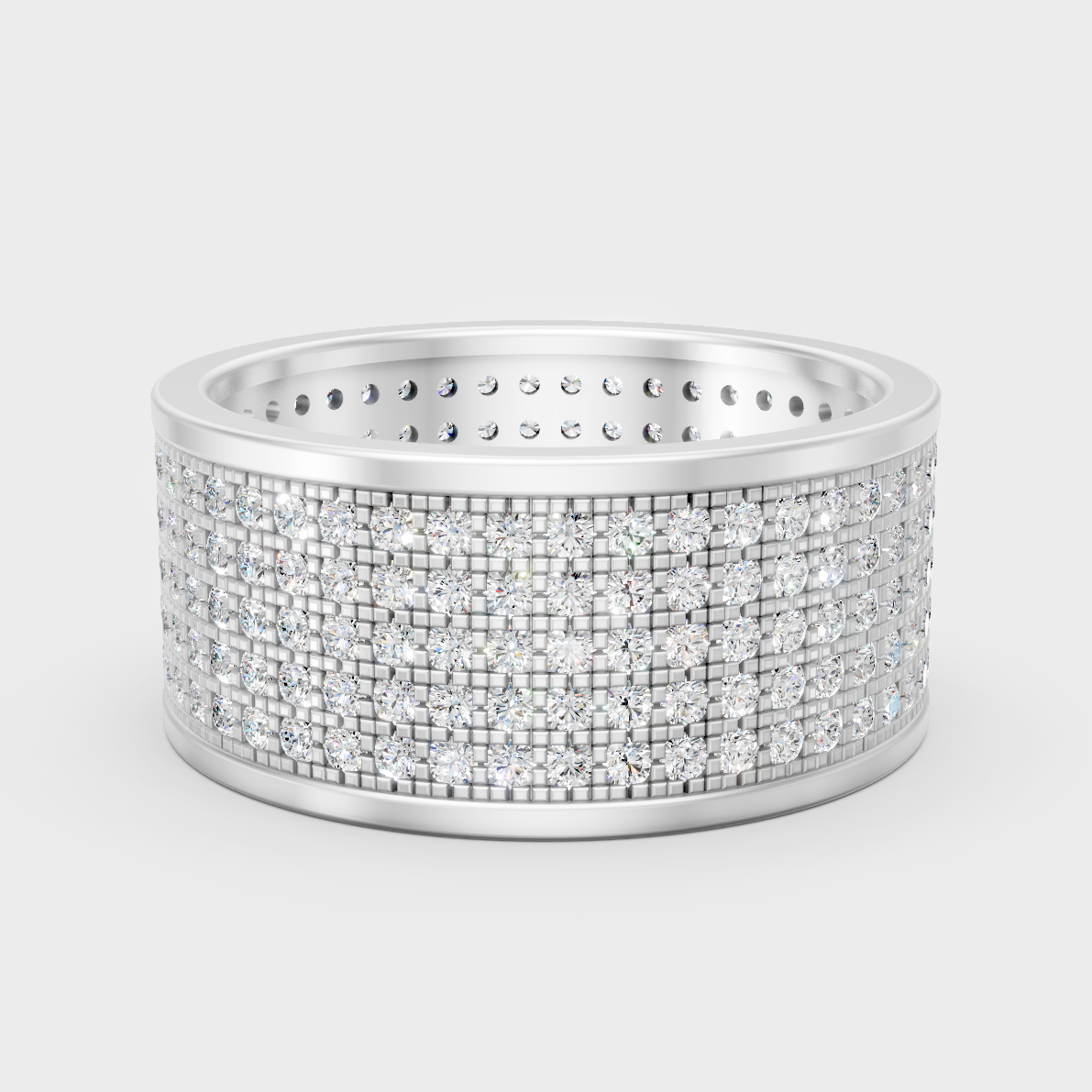 GLI Certified 1.84 Carat Round-Cut Lab-Grown Diamond Men’s Band In 14K White Gold